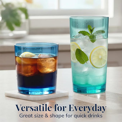 US Acrylic Classic Plastic Reusable Drinking Glasses 12oz Rocks & 16oz Water - Image 3