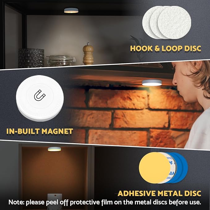 DAZZY DOT Rechargeable Puck Lights 2 Pack, Magnetic Tap Light 1000mAh Battery - Image 4