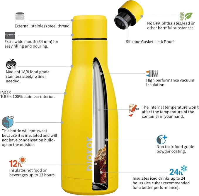 BJPKPK 12oz Water Bottles Stainless Steel Double Wall Vacuum Insulated Small - Image 3