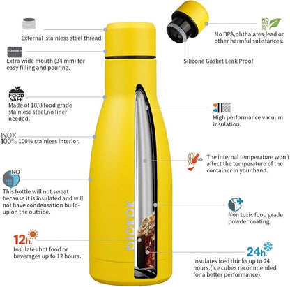 BJPKPK 12oz Water Bottles Stainless Steel Double Wall Vacuum Insulated Small - Image 3