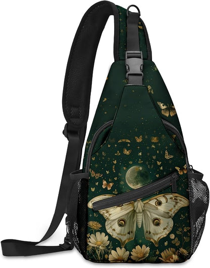 FyLybois Moth Sling Bag for Women Lightweight Crossbody Backpack Casual Daypack by FyLybois