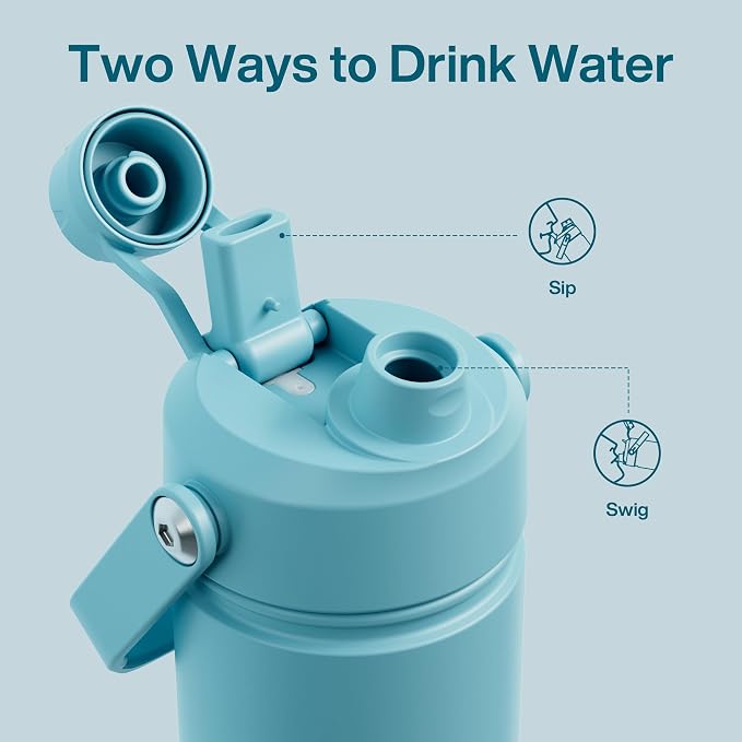 Kids Insulated Water Bottle - 12oz Stainless Steel Water Bottle with Dual Spouts - Image 3