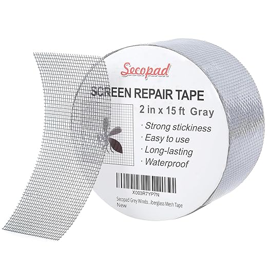 Secopad Grey Window Screen Repair Tape, 2IN X 15FT Screen Repair Kit by Secopad