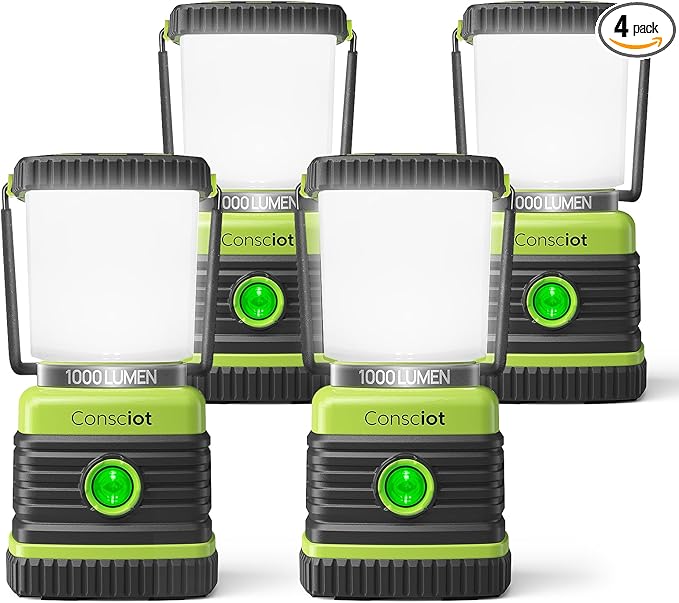 LED Camping Lantern, Consciot Battery Powered LED Lantern Flashlight, 4 Light by Consciot