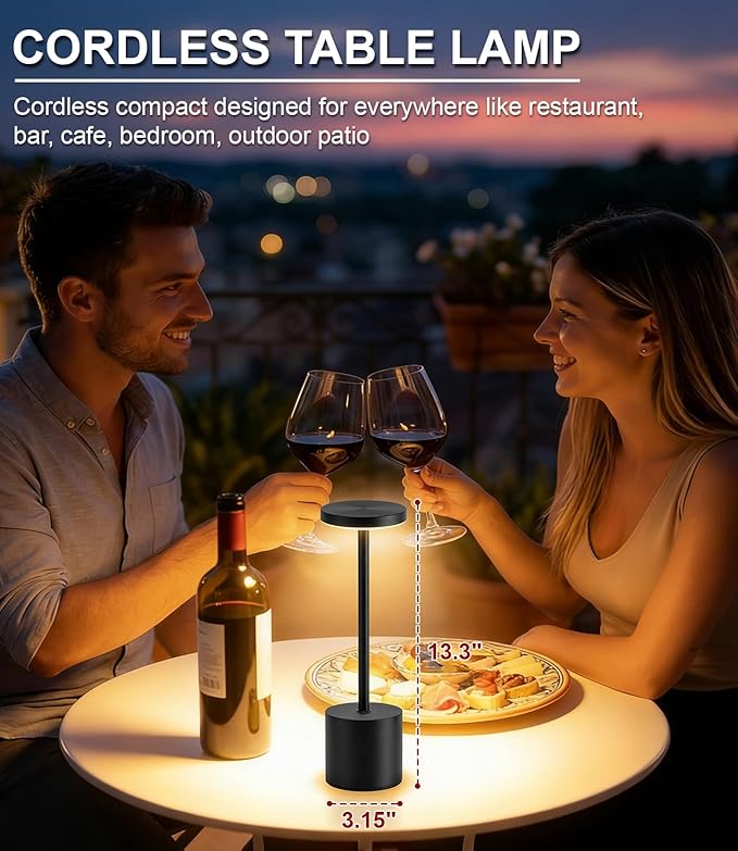 Cordless Table Lamp Set of 2, Rechargeable 5000mAh Battery Operated Outdoor - Image 2
