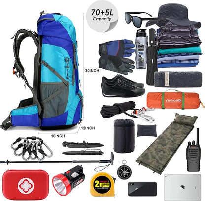 75L Hiking Backpack with Rain Cover Waterproof Camping Backpack Shoes Warehouse - Image 3