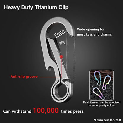 PJYTAC Key Chain Clip Titanium Carabiner Keychain Quick Release Carabiner - Image 7