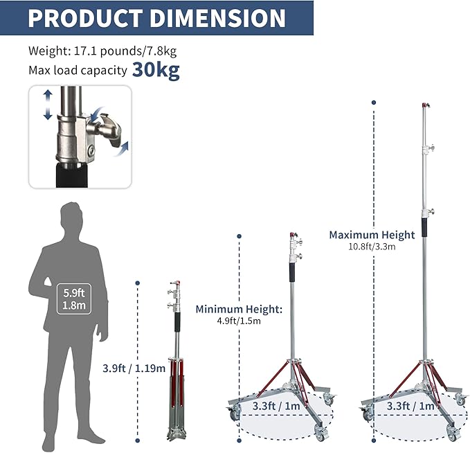 Kate 2 Pack Heavy Duty 10.8ft Light Stand - Image 3