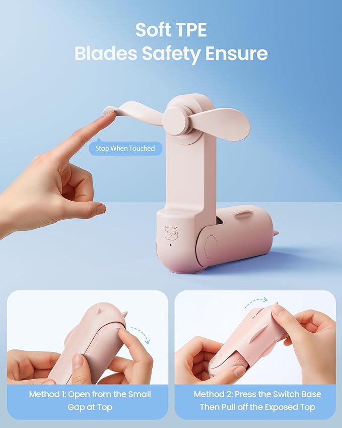 Gaiatop Portable Handheld Fan, 3 in 1 Mini Fan Handheld, Foldable Personal Fans - Image 6
