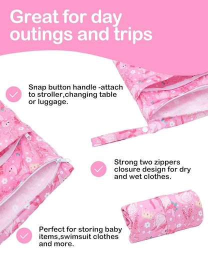 ALVABABY 3 pcs Cloth Diaper Wet Dry Bags Waterproof Reusable - Image 4