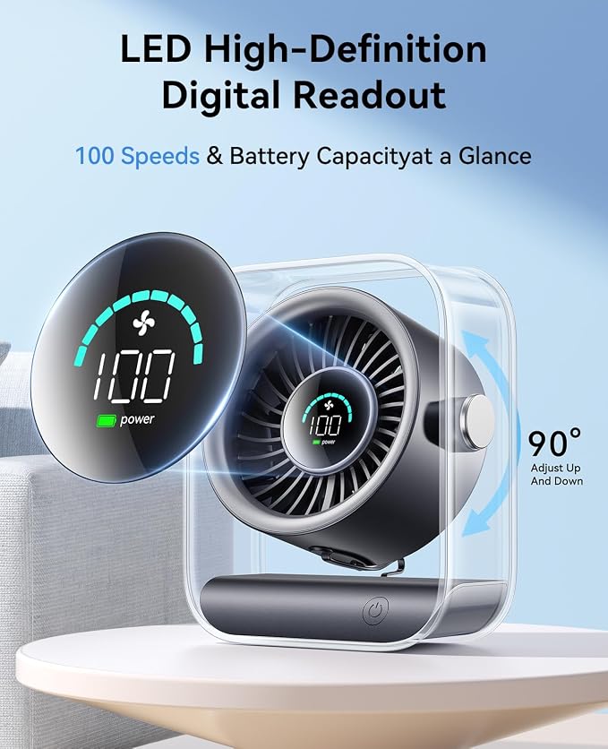 DIGIX Portable Desk Fan for Bedroom, Rechargeable Small Table Fan - Image 5