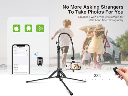elitehood 6.8 Feet Tall Phone Stand Tripod, Aluminum iPhone Tripod, Adjustable - Image 9