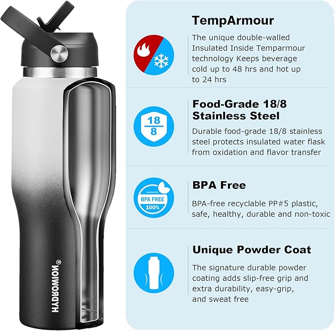 HYDROWION Insulated Water Bottle, 32oz Water Bottle - Image 2