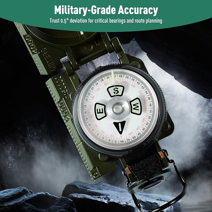 Eyeskey Multifunctional Military Sighting Navigation Compass Impact Resistant & - Image 3