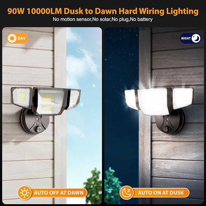 Onforu 90W Dusk to Dawn Outdoor Lighting, 10000lm Flood Lights Outdoor - Image 3