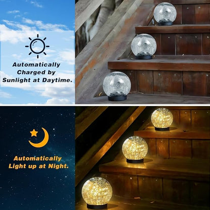 SyouHome Solar Garden Lights Outdoor Waterproof, 6 Pack LEDs Cracked Glass Ball - Image 3