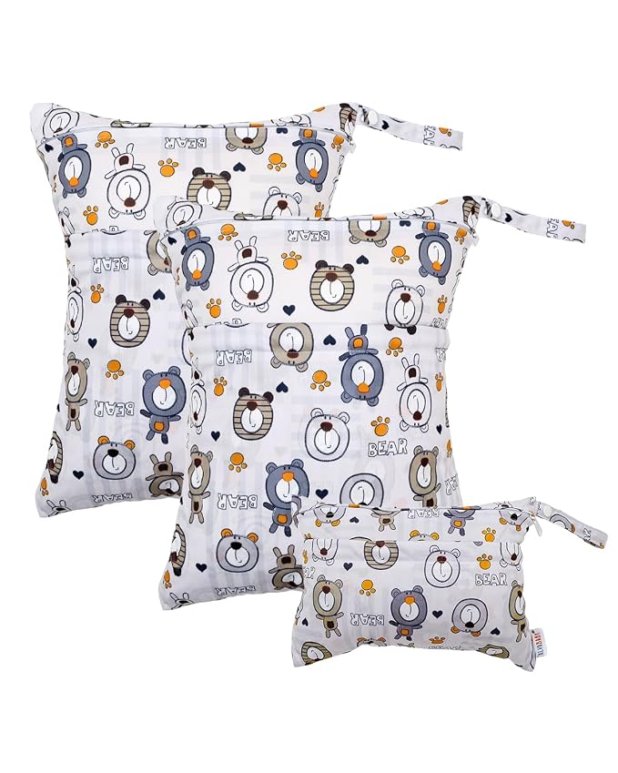 ALVA ALVABABY 3pcs Cloth Diaper Wet Dry Bags Waterproof Reusable by ALVABABY