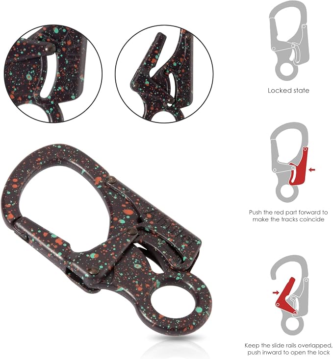Ahiller Carabiner Clip, Double Anti-Misopening Locking Design, Key Ring Clip - Image 2