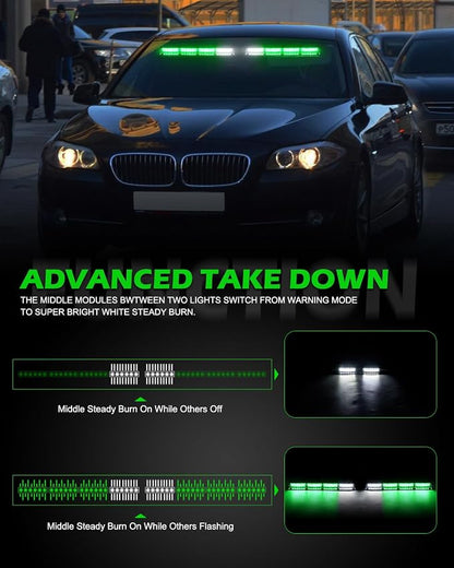 HLauto 604N Emergency Dash Strobe Lights: 2x16.8 inch Green Security Light - Image 3