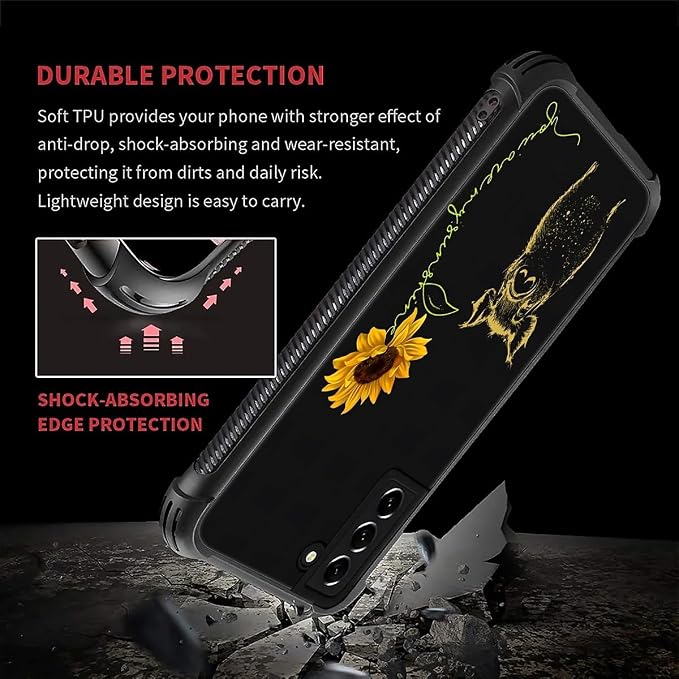 for Samsung Galaxy S22 Case, Pig Sunflower Yellow Sunshine Pattern Graphic - Image 6