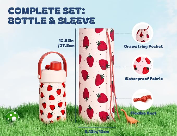12 oz Kids Metal Water Bottle: 2-in-1 Straw Spout Lid, Spill-Proof, Easy Clean - Image 3