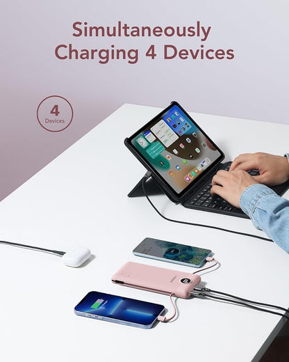 VEGER Portable Charger with Built-in AC Plug and Cables, All in One 10000mAh - Image 4