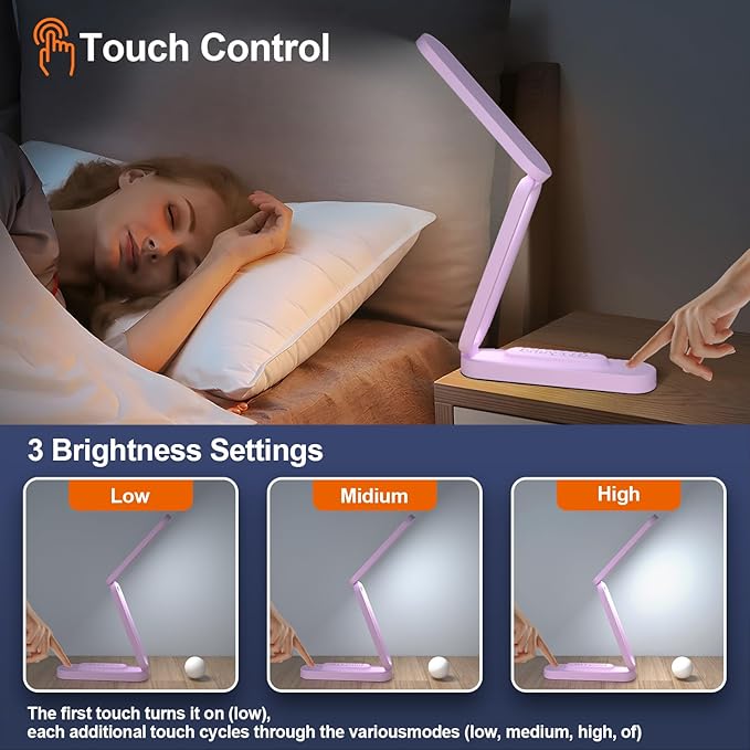 Giryuhd LED Desk Lamp for Office Home & Battery Operated Lamp Rechargeable Lamp - Image 2