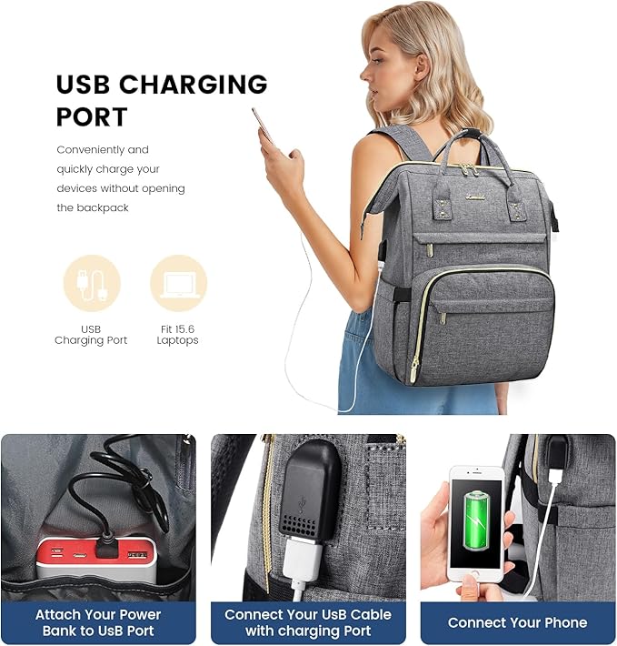 LOVEVOOK Laptop Backpack Women, 15.6 Inch Work Backpack Woman - Image 3