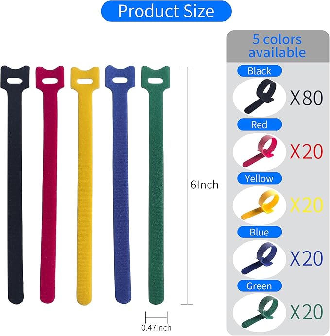 160PCS 6inches Cable Ties Reusable Multi-Colour Cord Straps Multi-Purpose Wire - Image 2