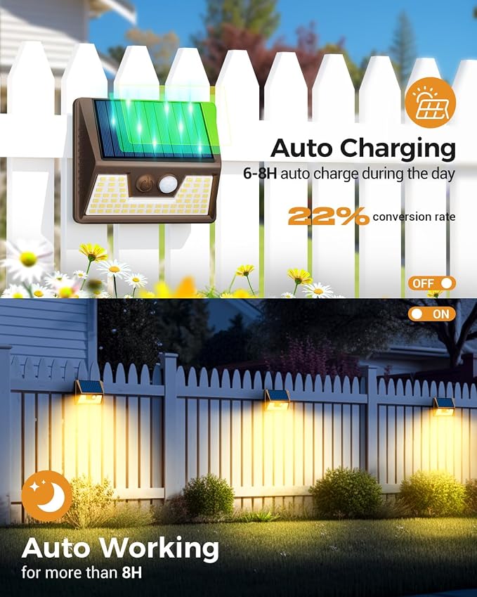 vighep 12 Pack Solar Fence Lights Waterproof, Motion Sensor Deck Lights Outdoor - Image 3