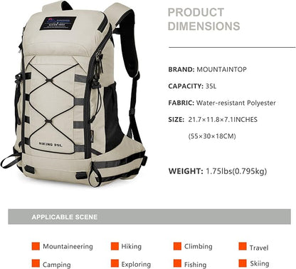 MOUNTAINTOP Hiking Backpack 35L Travel Backpack Lightweight Daypack - Image 2