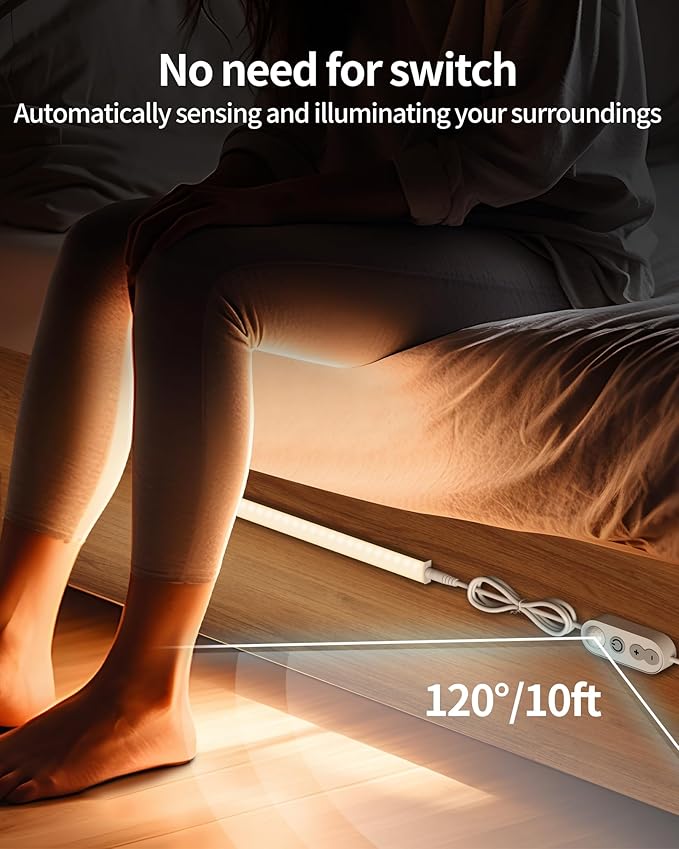 Motion Sensor Dimmable Under Cabinet Lighting, 6000K White, Linkable LED Closet - Image 3