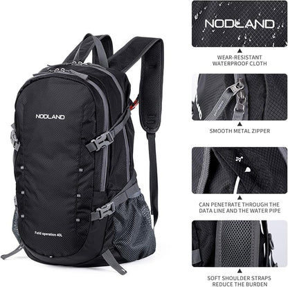 NODLAND Lightweight Backpack Travel 40L Foldable Water-Resistant Daypack - Image 4