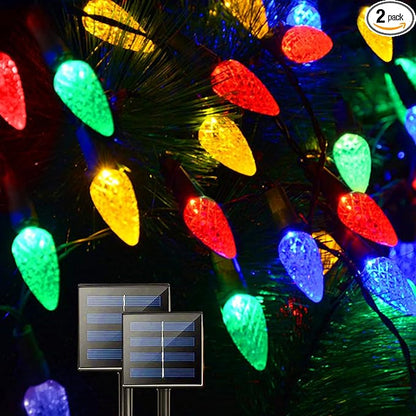Solar String Strawberry Lights Outdoor 2 Pack 200 LED 80Ft Multi-Color by LightUpYourLife