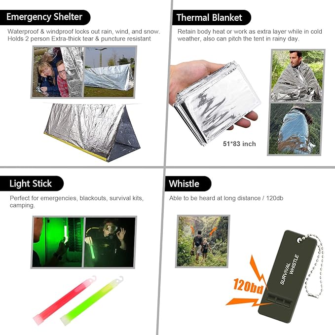 Survival Kit, First Aid Kit Survival Gear and Supplies Emergency Kit - Image 6