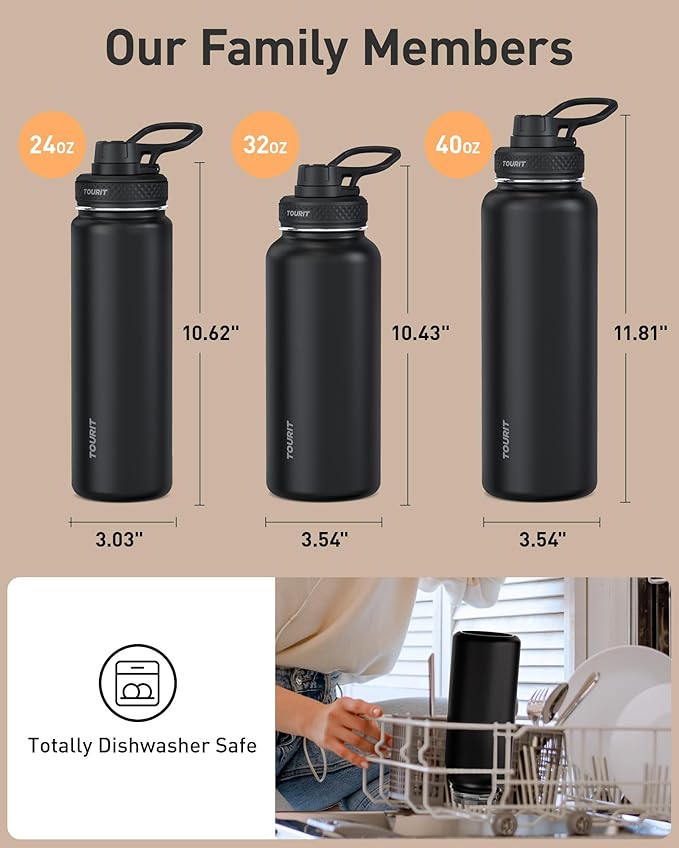 TOURIT 24 oz Insulated Water Bottle, Stainless Steel Sports Water Bottles - Image 6