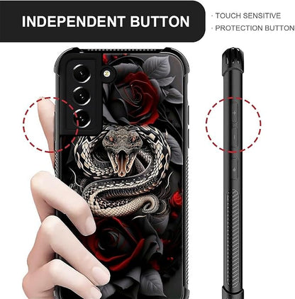 for Samsung Galaxy S21 FE Case, Entwined Rose Snake Pattern Graphic Design Girl - Image 3