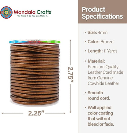 Mandala Crafts Round Genuine Bronze Leather Cord - Image 4