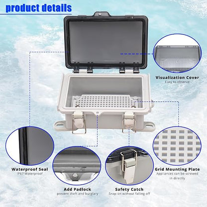 MAKERELE ABS Plastic Small Outdoor Waterproof Box Clear Hinged Shell Outdoor - Image 4
