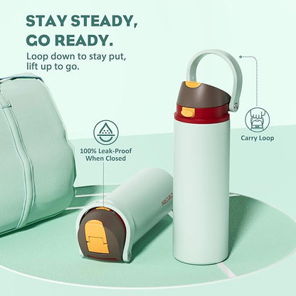 POWCAN 24 oz Travel Water Bottle: 2-in-1 Push-Button Spout & Quick-Flip Straw - Image 4