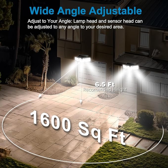 AmeriTop Solar Lights Outdoor, 2 Pack LED High Brightness Cordless Solar Motion - Image 3