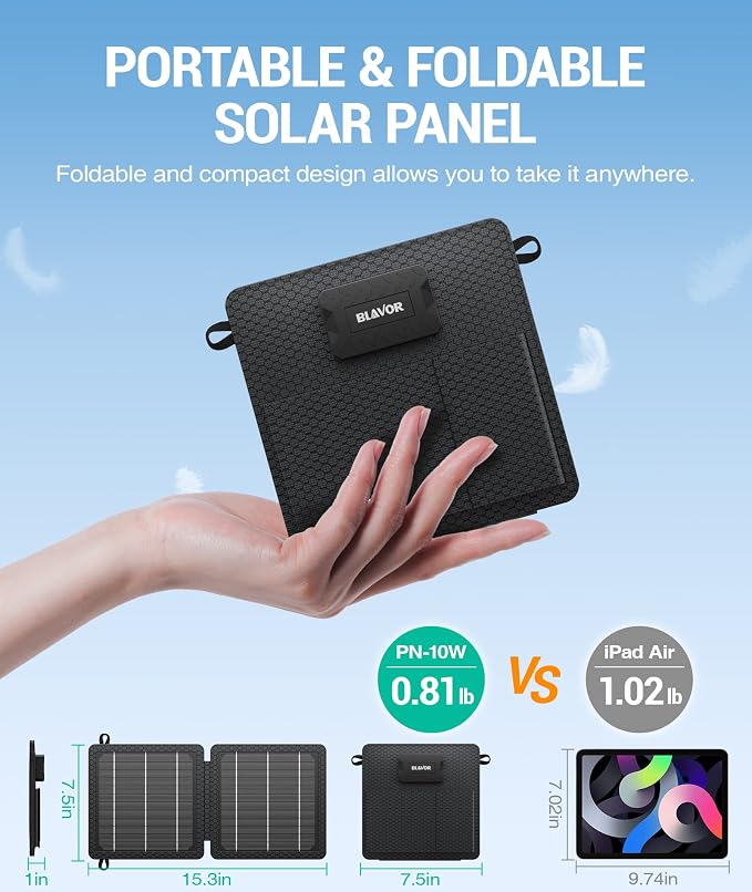 BLAVOR 10W Portable Solar Charger, Small Foldable Solar Panel - Image 2