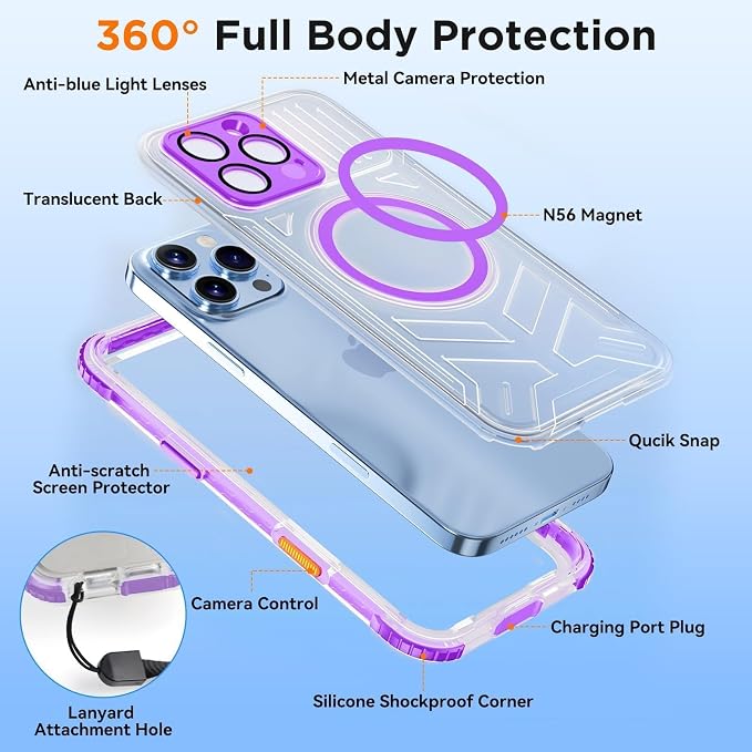 WIFORT for iPhone 16 Pro Waterproof Case, Fit for Magsafe Full Body Magnetic - Image 6