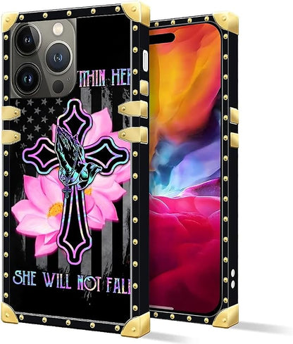 Compatible with iPhone 15 Pro Max Case, Praying Cross Hands Luxury Golden - Image 2
