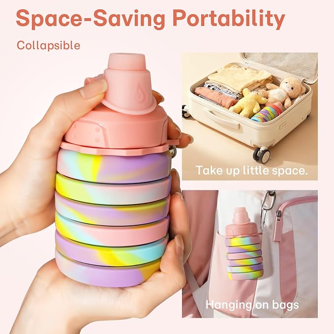 Collapsible Water Bottles for Travel, Foldable Sports Water Bottle for Kids - Image 3
