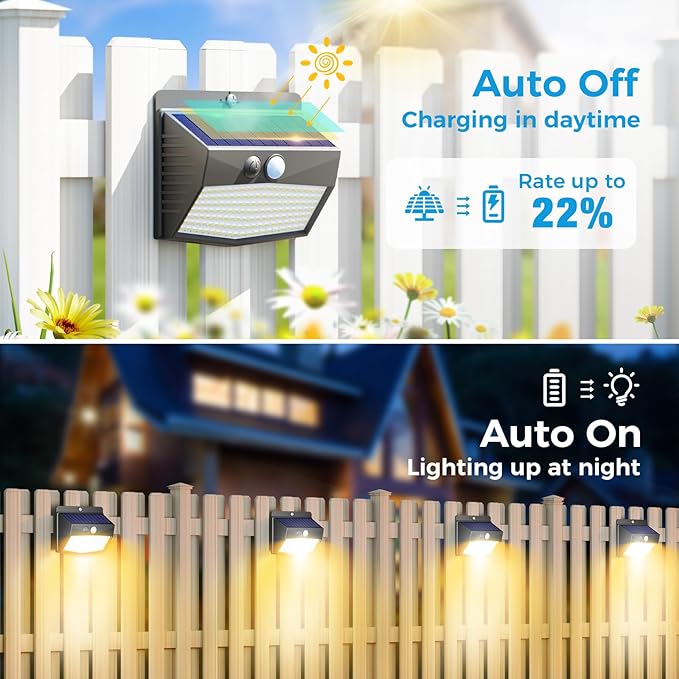 Peasur 16 Packs Solar Outdoor Lights Motion Sensor Solar Security Light - Image 2