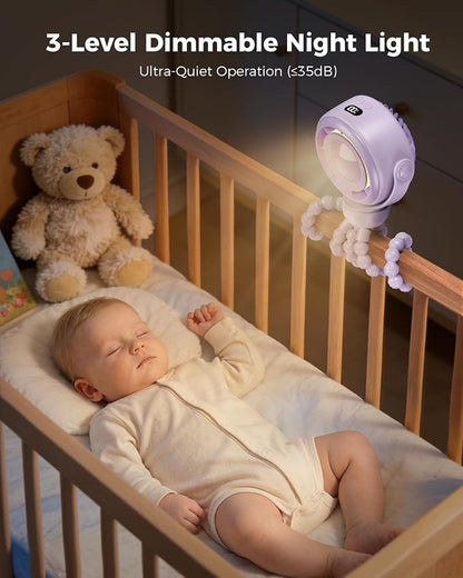 SWEETFULL Baby Stroller Fan - 4000mAh Rechargeable 4-Speed Quiet - Image 6