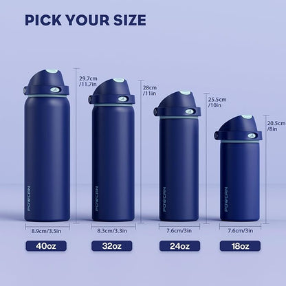 POWCAN 18 oz Insulated Stainless Steel Water Bottle: 2-in-1 Push-Button Spout & - Image 8