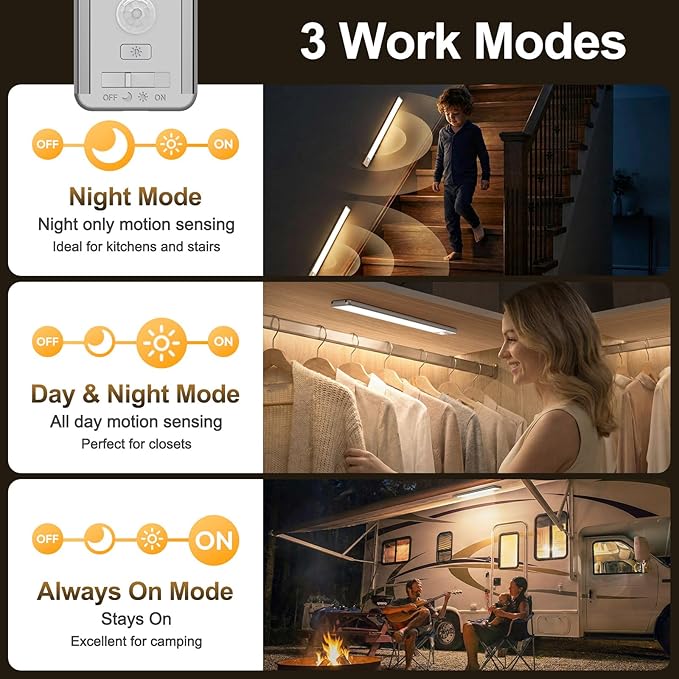Reoshine 126 LED Under Cabinet Lighting Wireless, 2500mAh Rechargeable Closet - Image 3