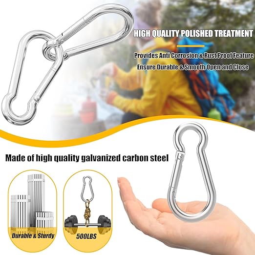 100PCS 3" Heavy Duty Spring Snap Hook, M8 5/16" Galvanized Steel Snap Hook - Image 4